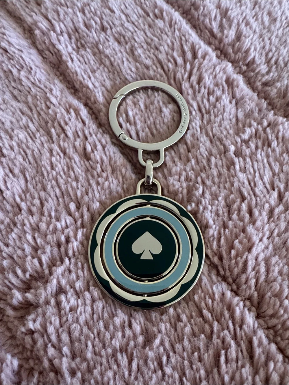 Kate Spade Baby Blue & Jade Rotating Spade Keychain
